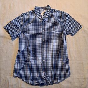 Crewcuts boys size 14 blue gingham button down shirt, blud and white, NWT